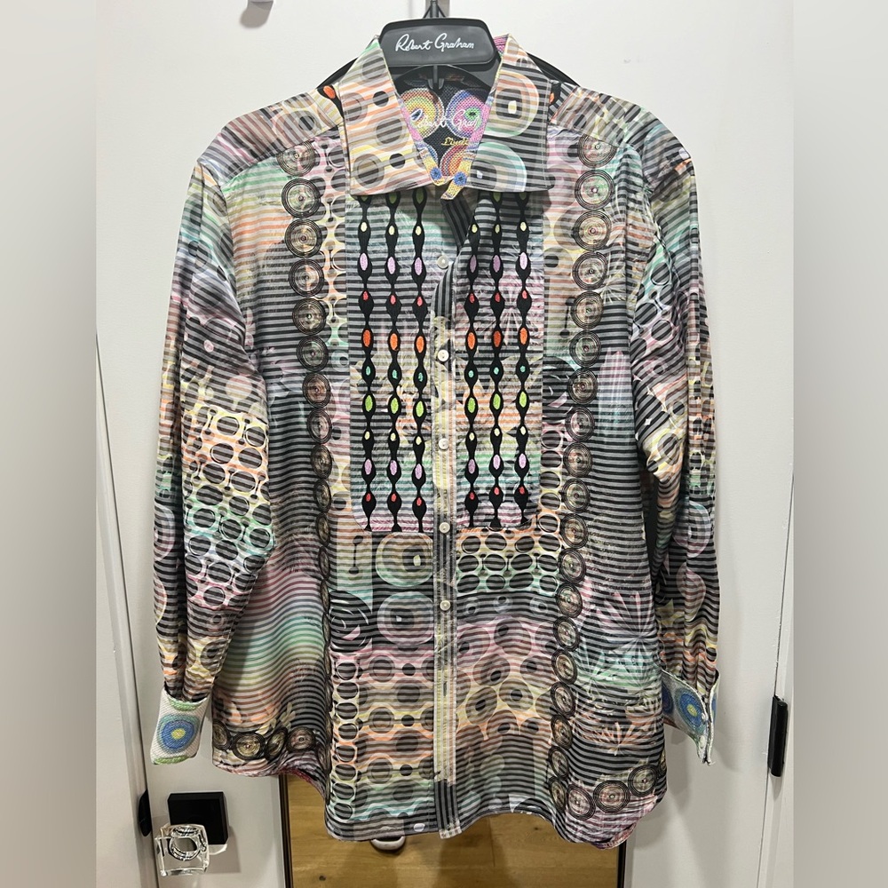 Robert Graham Shirt Mens 2XL Limited Edition Raimundo Embroidered Flip Cuff